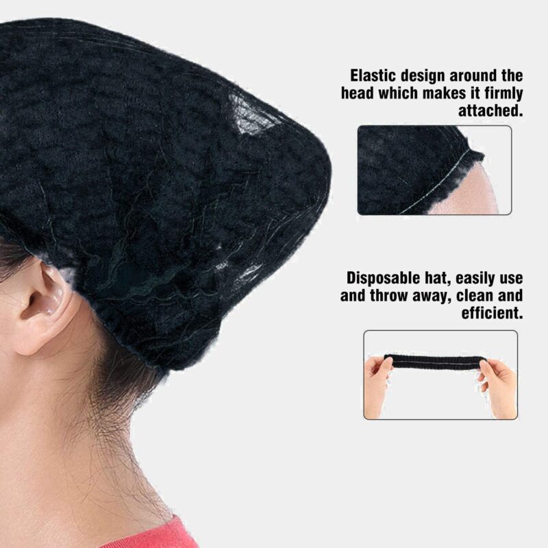 EZ Black Disposable Bouffant Caps – 100 pcs (Black) - Image 20