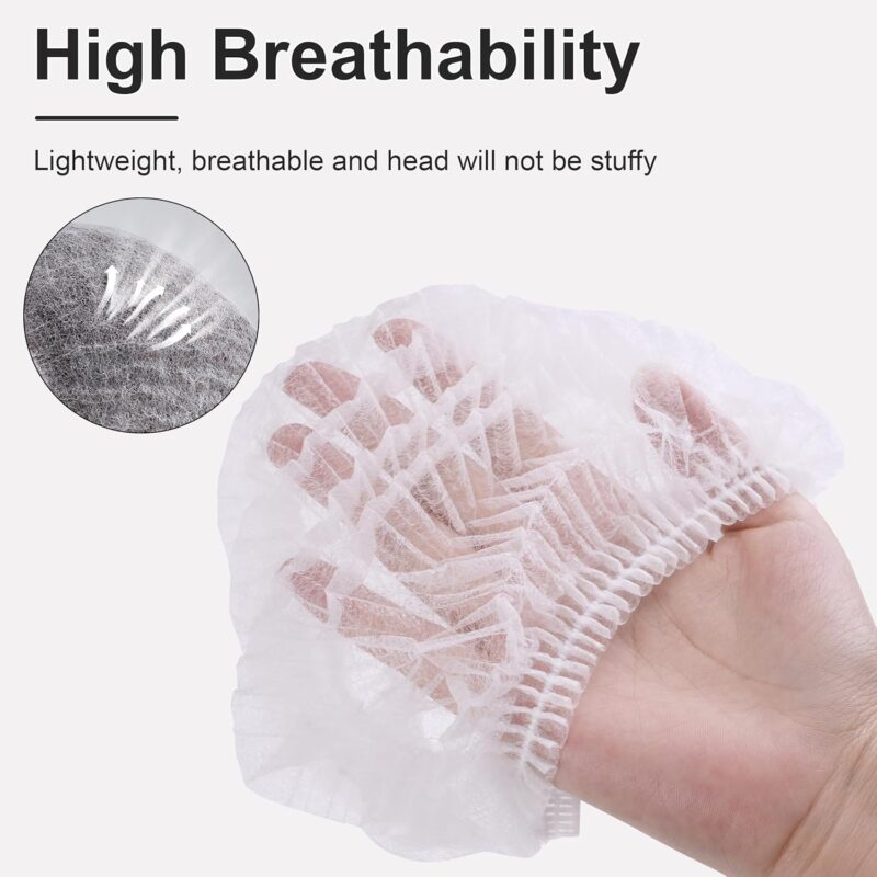 EZ Disposable Bouffant Hair Caps – 100pcs White - Image 5