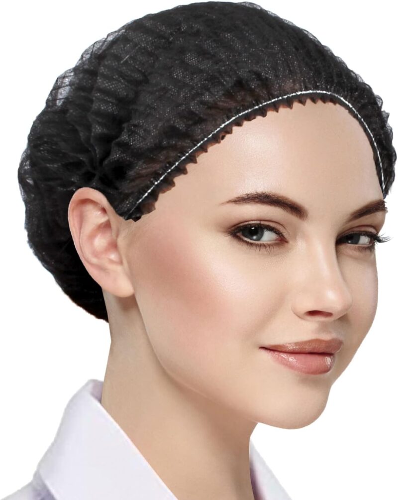 EZ Black Disposable Bouffant Caps – 100 pcs (Black) - Image 7