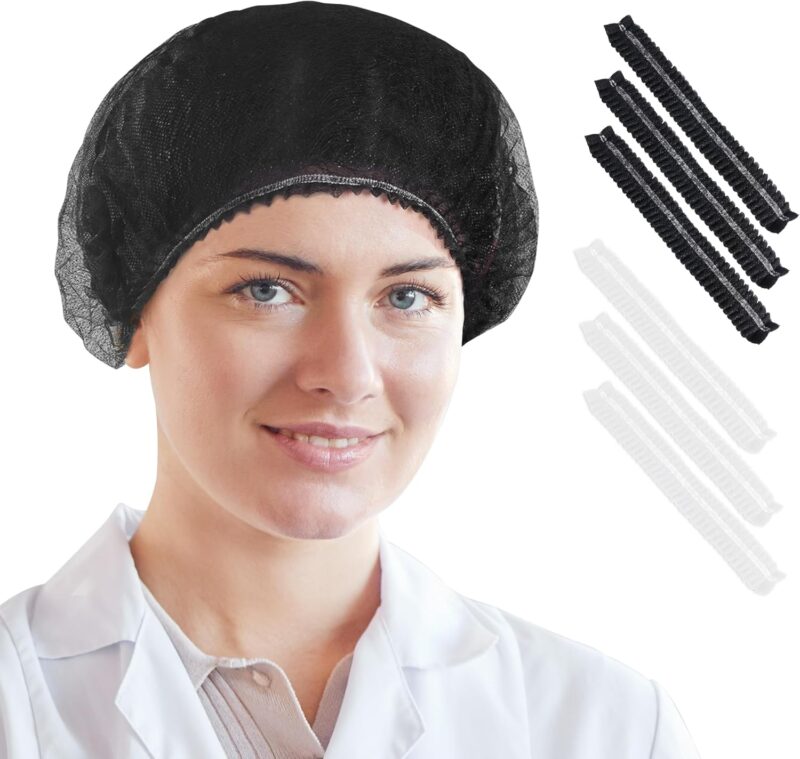 EZ Black Disposable Bouffant Caps – 100 pcs (Black) - Image 5