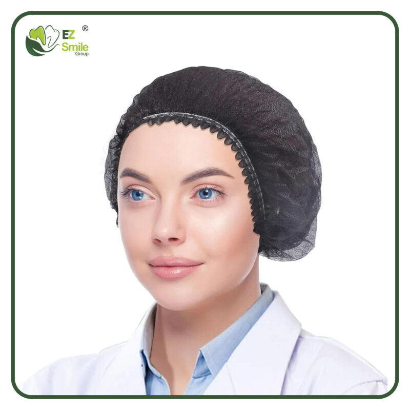 EZ Black Disposable Bouffant Caps – 100 pcs (Black)