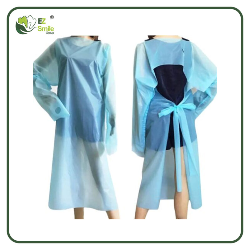 EZ Smile Disposable PE protective gowns, Fluid-Resistant,10/Pcs