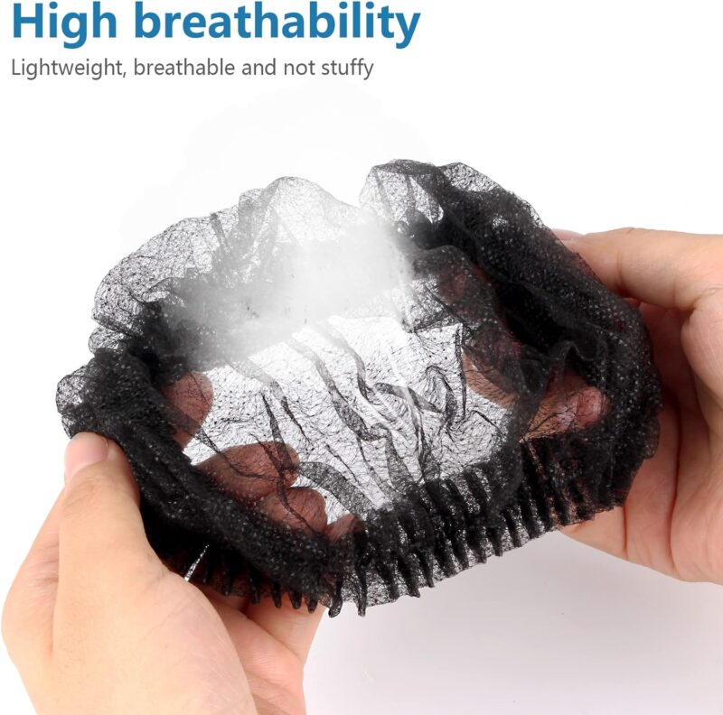 EZ Black Disposable Bouffant Caps – 100 pcs (Black) - Image 18