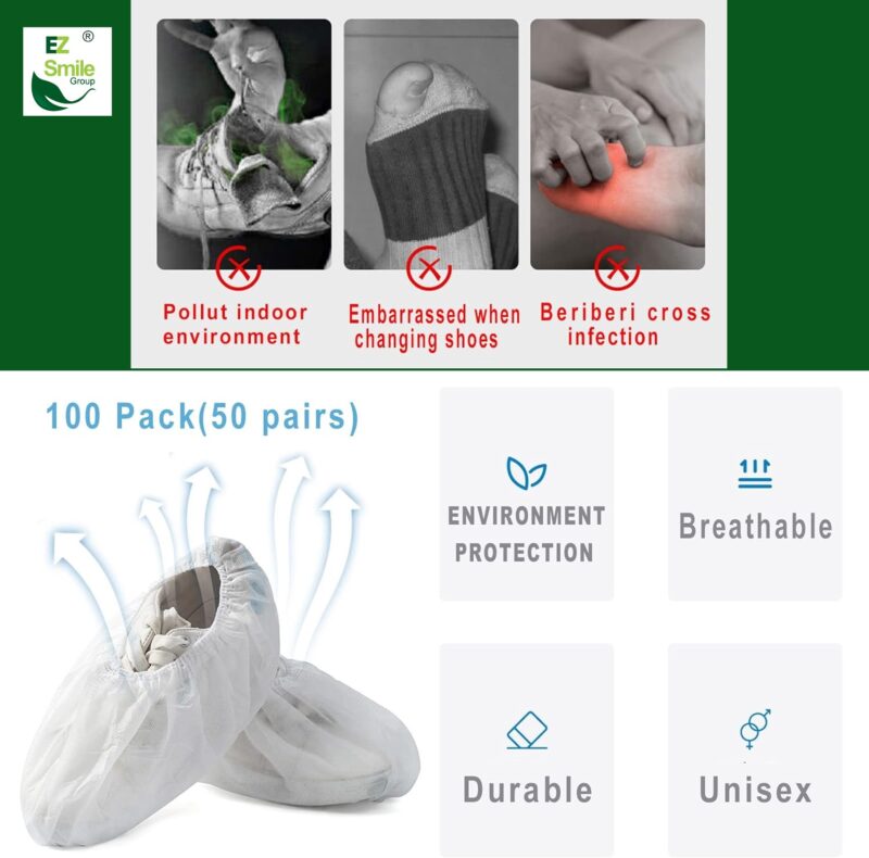 EZ Shoe Covers Disposable Non-Slip, Recyclable (White) 100/Pack (50 Pairs) - Image 8