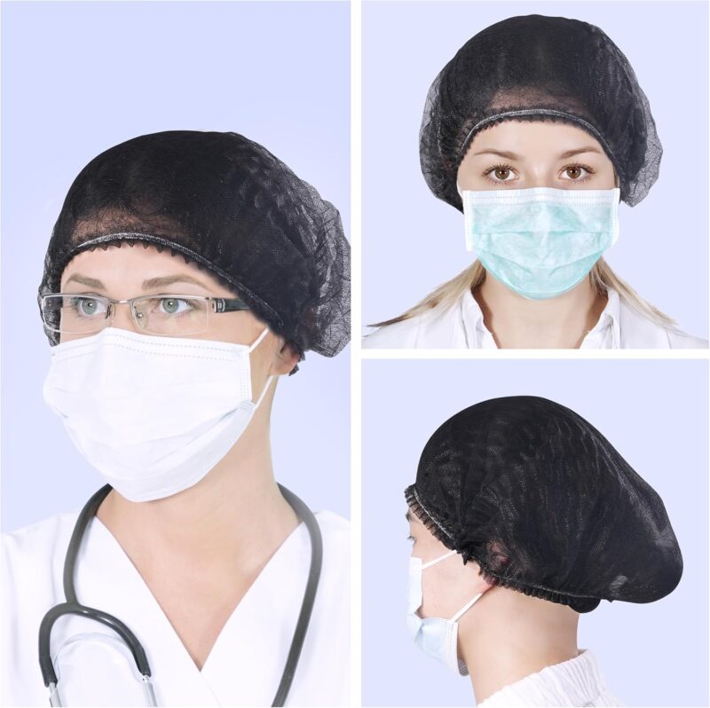 EZ Black Disposable Bouffant Caps – 100 pcs (Black) - Image 19