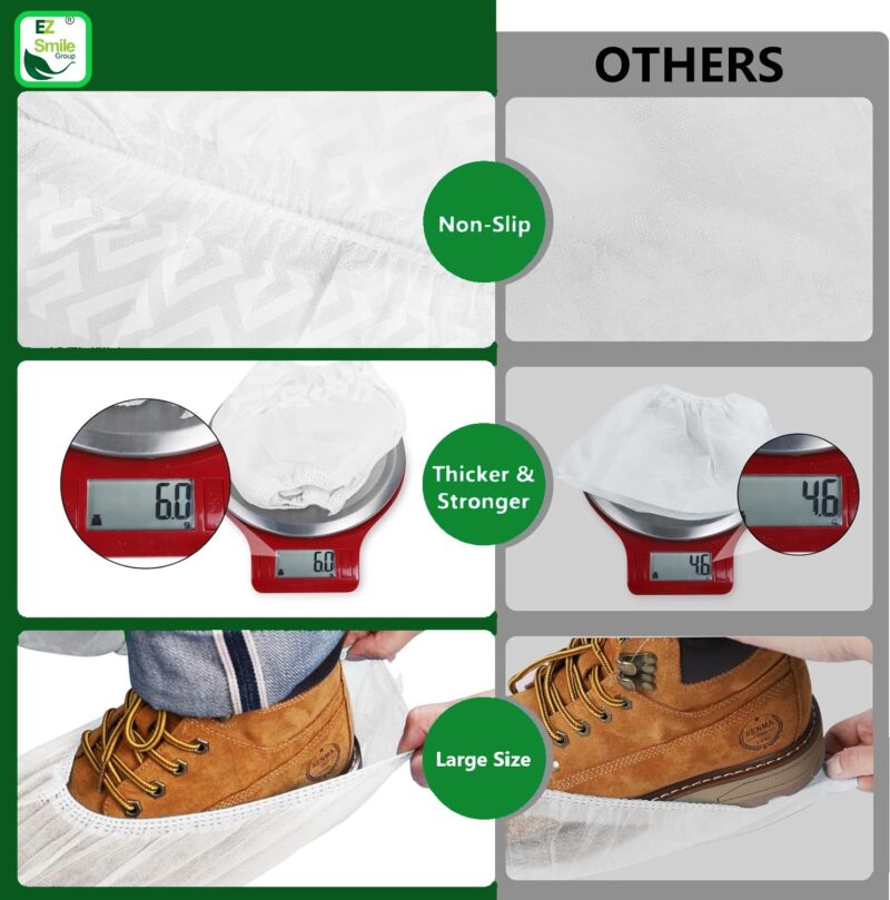EZ Shoe Covers Disposable Non-Slip, Recyclable (White) 100/Pack (50 Pairs) - Image 4