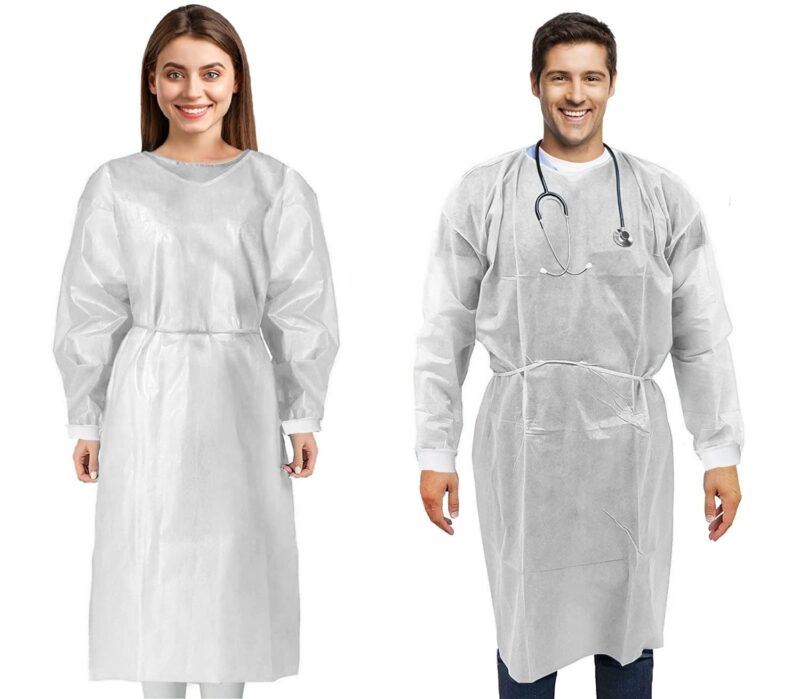Disposable polypropylene Isolation,Protection Gowns - White 10Pcs/Pack - Image 2