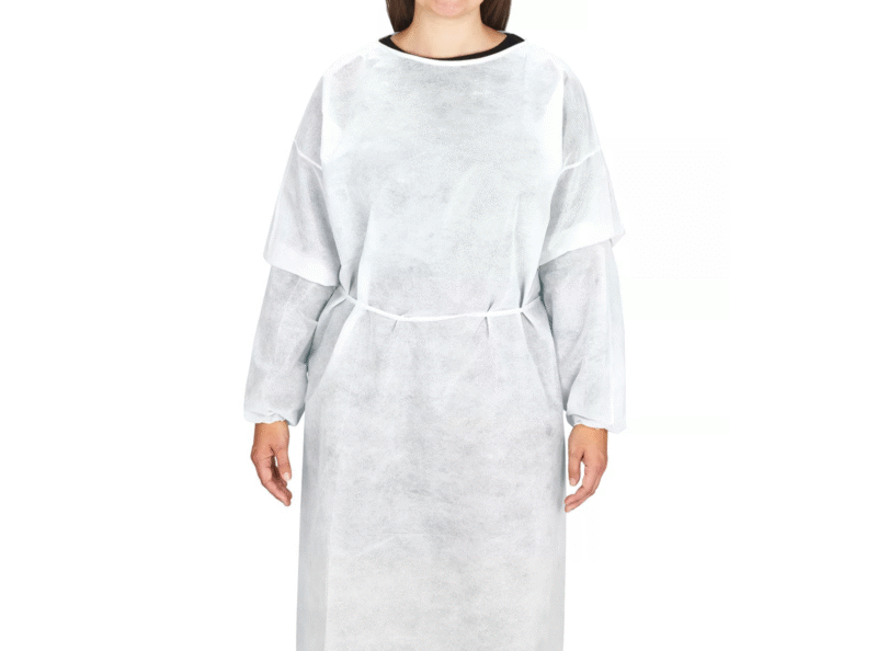 Disposable polypropylene Isolation,Protection Gowns - White 10Pcs/Pack - Image 3