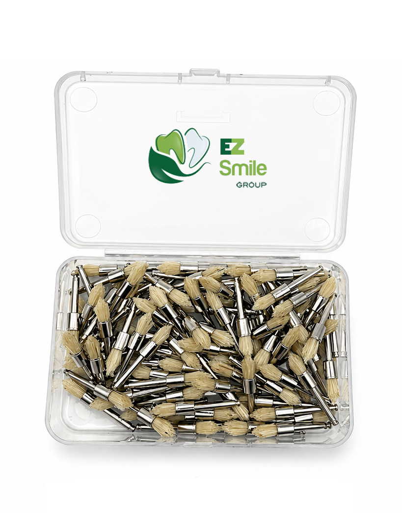 EZ Smile Latch-Type Natural Bristle Prophy Brush –Pointed- Disposable RA Dental Polishing Brush for Professional Teeth Cleaning (100 Pack) (Copy) - Image 2